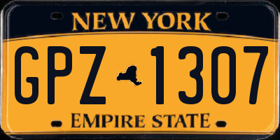 NY license plate GPZ1307