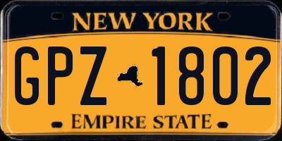 NY license plate GPZ1802