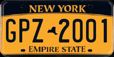 NY license plate GPZ2001