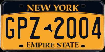 NY license plate GPZ2004