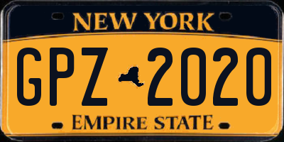 NY license plate GPZ2020