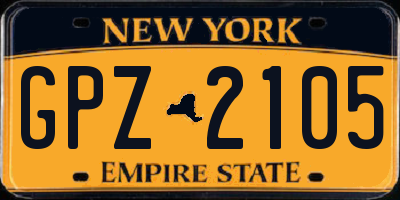 NY license plate GPZ2105