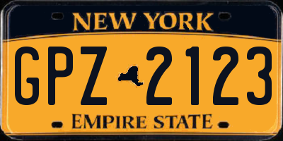 NY license plate GPZ2123