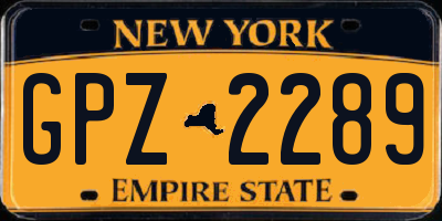 NY license plate GPZ2289