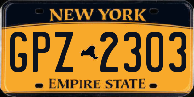 NY license plate GPZ2303