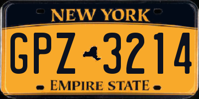 NY license plate GPZ3214