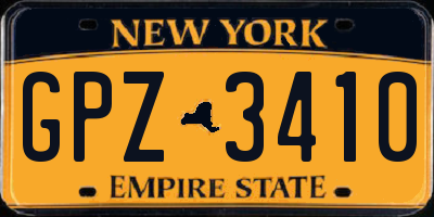 NY license plate GPZ3410