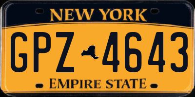 NY license plate GPZ4643