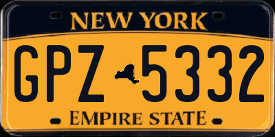 NY license plate GPZ5332