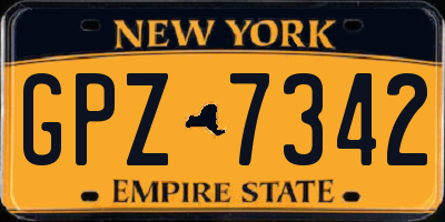 NY license plate GPZ7342