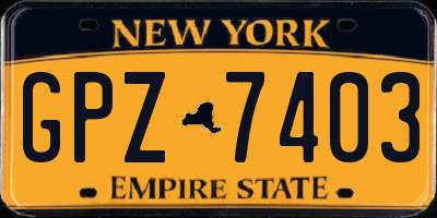 NY license plate GPZ7403