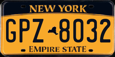 NY license plate GPZ8032