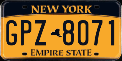 NY license plate GPZ8071