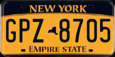 NY license plate GPZ8705