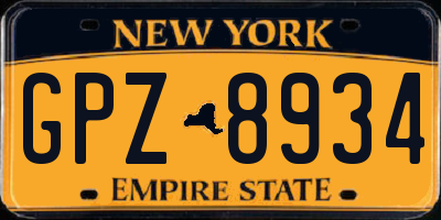 NY license plate GPZ8934