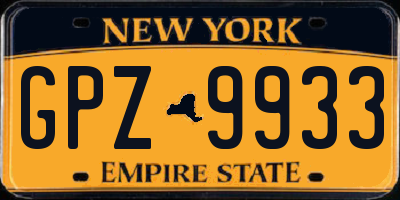 NY license plate GPZ9933