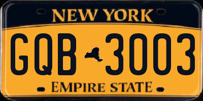 NY license plate GQB3003