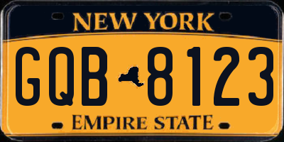 NY license plate GQB8123