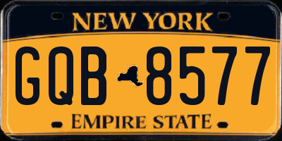 NY license plate GQB8577