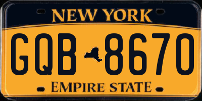 NY license plate GQB8670