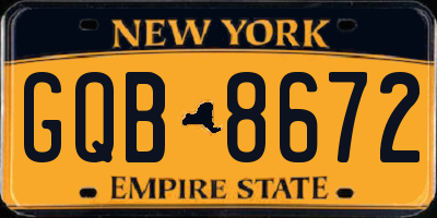 NY license plate GQB8672