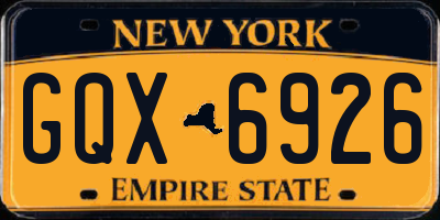 NY license plate GQX6926