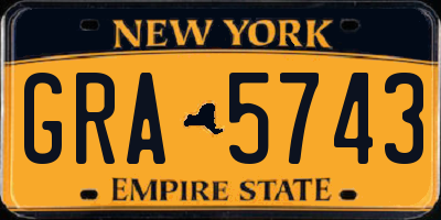 NY license plate GRA5743