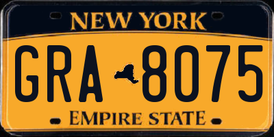 NY license plate GRA8075