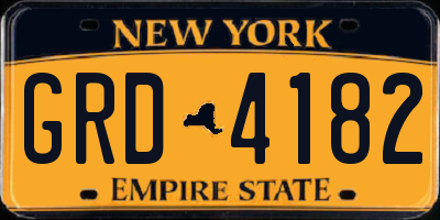 NY license plate GRD4182