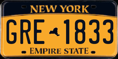 NY license plate GRE1833