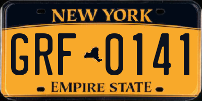 NY license plate GRF0141