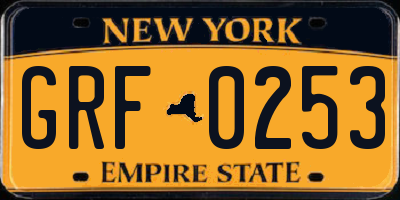 NY license plate GRF0253