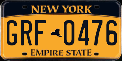 NY license plate GRF0476
