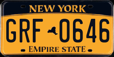 NY license plate GRF0646