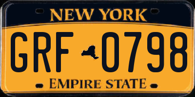 NY license plate GRF0798