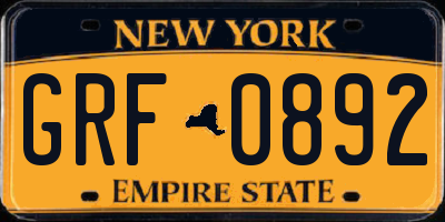 NY license plate GRF0892