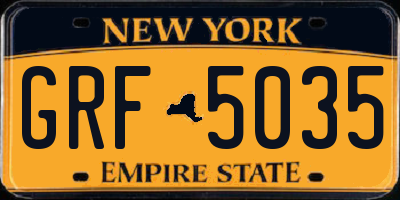 NY license plate GRF5035