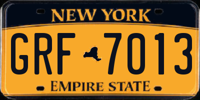 NY license plate GRF7013