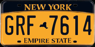 NY license plate GRF7614