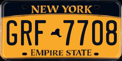 NY license plate GRF7708