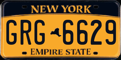 NY license plate GRG6629