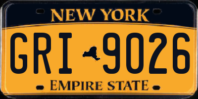 NY license plate GRI9026