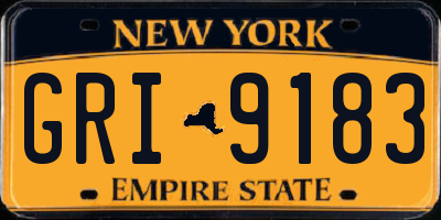 NY license plate GRI9183