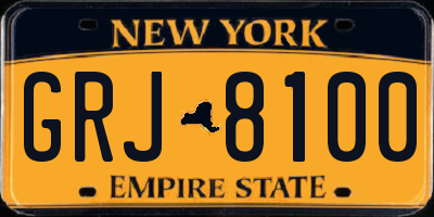 NY license plate GRJ8100