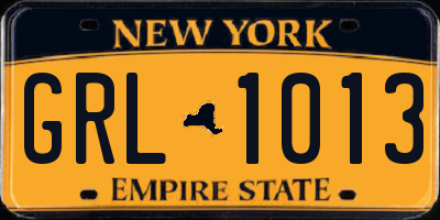 NY license plate GRL1013