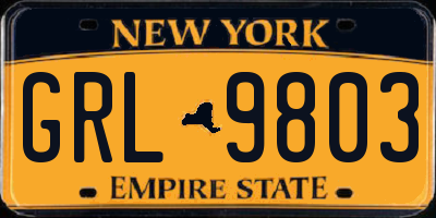 NY license plate GRL9803