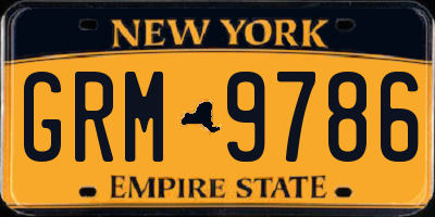 NY license plate GRM9786