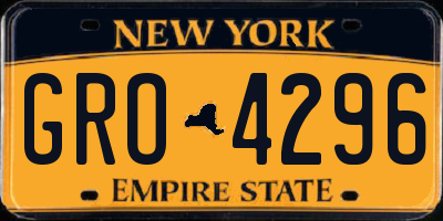 NY license plate GRO4296
