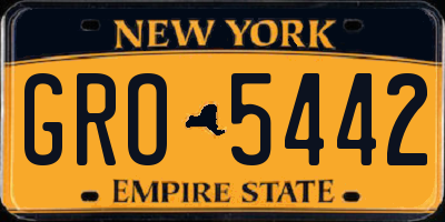 NY license plate GRO5442