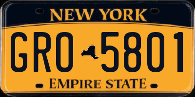 NY license plate GRO5801